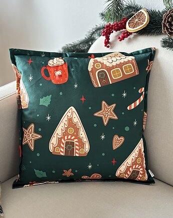 Poduszka Dekoracyjna Świąteczna Domki Piernikowe Boże Narodzenie, poduszkownia
