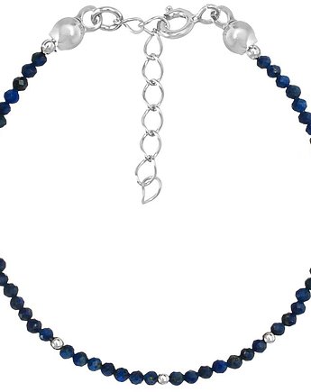 Bransoletka srebrna z kamieni naturalnych lapis lazuli 2mm, Bring Biżuteria