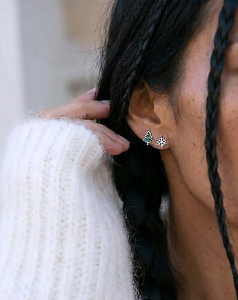 Świąteczne kolczyki srebrne z choinką, Ewa Saj Silver