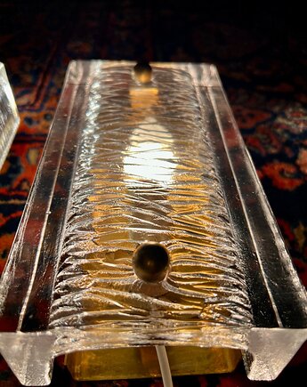 Kinkiet Pukeberg lata 60/70 szkło mosiądz Mid Century Modern 22x11cm, Strzecha