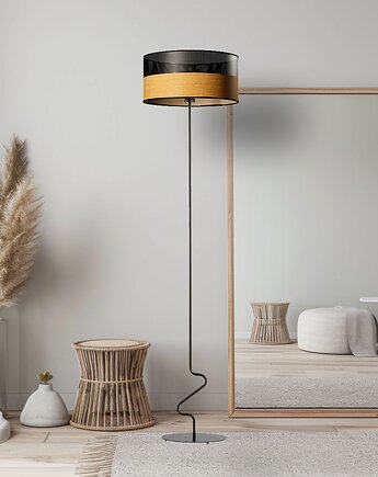 Designerska lampa stojąca do salonu LED JERSEY DUAL z dwukolorowym abażurem, LYSNE
