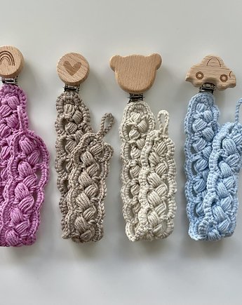 Prezent dla niemowlaka, element wyprawki, zawieszka do smoczka, HANDMADE crochet by Klaudia