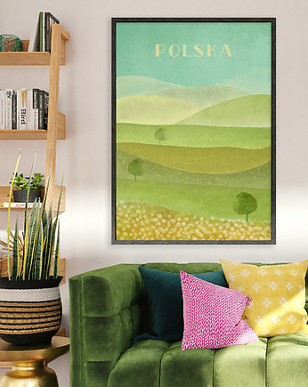 Polska - plakat z górami i polami, minimalmill
