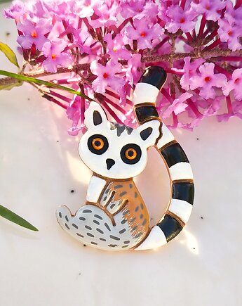Pin z lemurem, broszka z podobizną lemura, mały prezent, boho akcesoria, Dary Rusałki