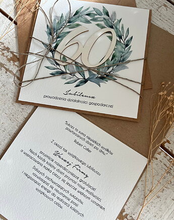 Ręcznie robiona kartka na 60 jubileusz firmy (60-lecie działalności), sorte