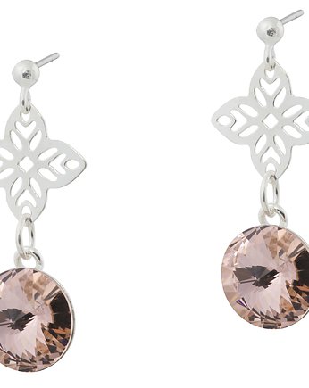 Orientalne różowe kolczyki rozety kryształ Swarovski, SOTHO