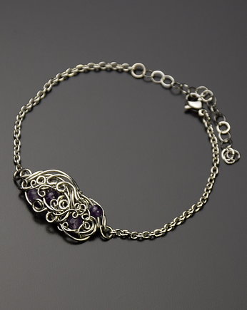Bransoletka z ametystami ametyst wire wrapping, Agata Rozanska