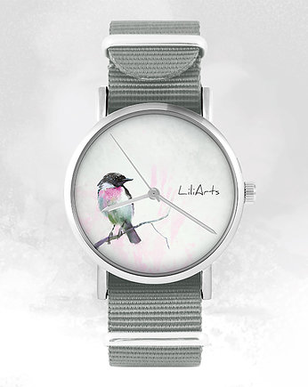 Zegarek - Ptaszek - szary, nylonowy, yenoo