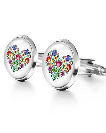 Serce folkowe - spinki do mankietów, yenoo