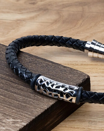 Męska Bransoletka Skórzana CROWSIGN, Black Mamba Jewelry