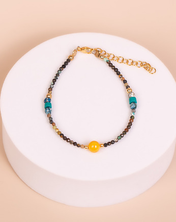 Bransoletka Turmalin, Bursztyn bałtycki, Apatyt, Andorii by Baco