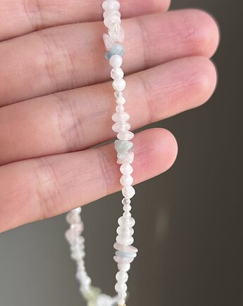 Naszyjnik MORGANIT PUDROWY wykonane z kamienie naturalne  i srebrna, ATdiament