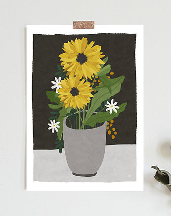 Sunflowers  plakat art giclee print A3, ZANETA ANTOSIK PRINTS