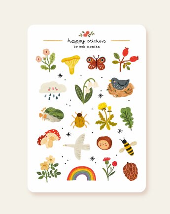 Natura - arkusz papierowych naklejek A6, Och Monika