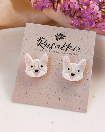 Kolczyki pieski husky  z psim motywem dla miłośnika psów, w stylu boho, Dary Rusałki