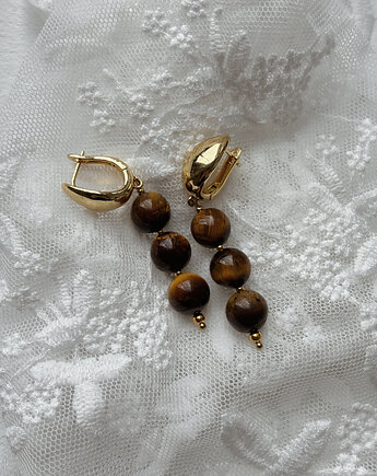 Kolczyki pozłacane Tygrysie Oko, Chmolowska Jewellery