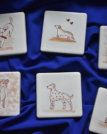 Podkładki pod kubki kafelki psy, Kobaltowa Sroka