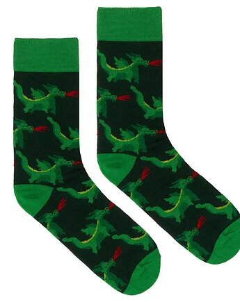 Skarpetki krakowskie smoki zielone skarpetki we wzory Kabak, KABAK