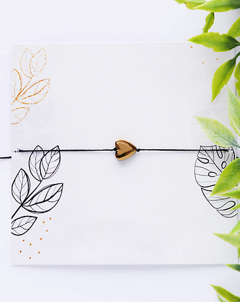 Bransoletka na czarnym sznureczku z serduszkiem, Ilovehandmade