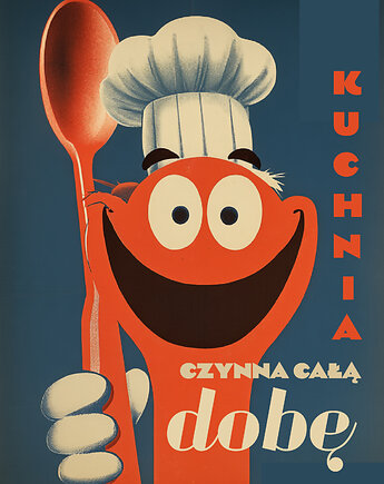 Plakat 30x40  kuchnia czynna całą dobę, polkastudio