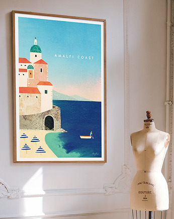 Plakat Amalfi Włochy - plaża Atrani, minimalmill