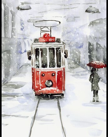 Plakat "Śnieg i stary tramwaj", Fotobloki and decor
