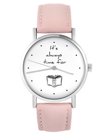 Zegarek - Time for a book - różowy, skórzany, OSOBY - Prezent dla teścia