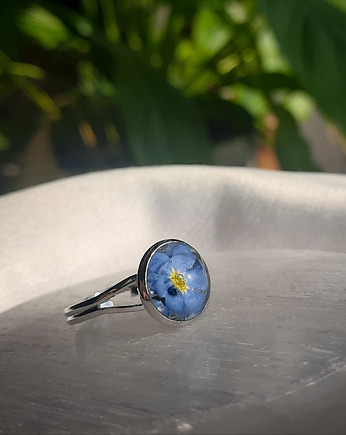 Mikro pierścionek z niezapominajkami, Figa handmade accessories