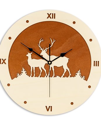 DEKORACYJNY ZEGAR SKANDYNAWSKI, JELONKI, RUSTYKALNY STYL S ( 40 x 40 cm ), ORNAMENTI