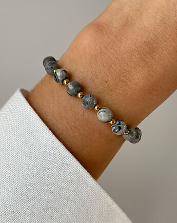 Bransoletka na gumce - Jaspis Szary z Hematytem, Bring Biżuteria