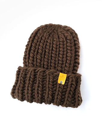 Wełniana czapka zimowa peruvian WOOLY czekolada, sploteka