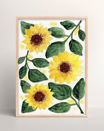Sale! Oryginalna akwarela. Słoneczniki A4, Malgorzata Domanska