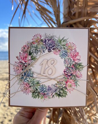Kartka ręcznie robiona na 18 - osiemnastka, sorte
