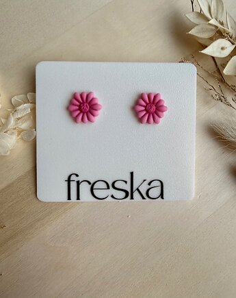 Kolczyki Kwiatki cieniowane wiosenny róż, freska