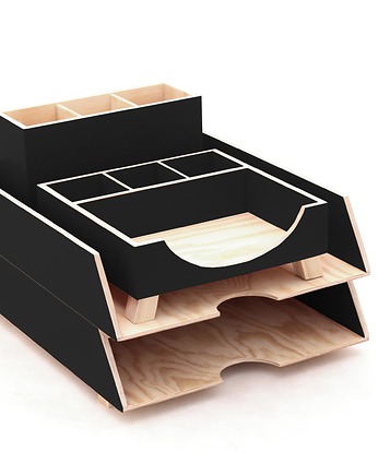 Organizer na  biurko - 4 Przyborniki na biurko - czarny, Clock Wood Studio