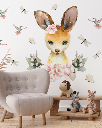 Kangur Wśród Kwiatów - Naklejki Na Ścianę Dla Dzieci, Dekoracjan