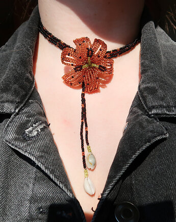 Pomarańczowa Lilia - naszyjnik choker, Hibiscus