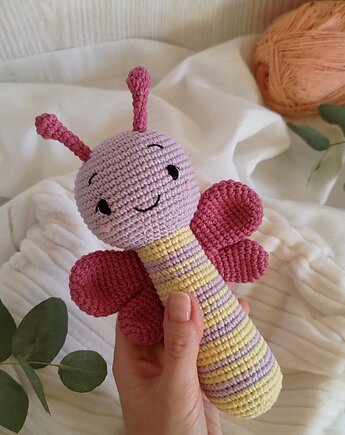 Grzechotka motyl, Gryzak dla maluszka, Prezent dla maluszka, EcoToysByNastya