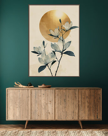 Magnolia - Plakat, druk - Chiński Orient, Harmonia Zen, Roślinny #21, Black Sapphire Art