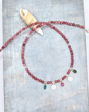 Turmaliny ze srebrnymi zawieszkami, naszyjnik, Studio Gazela