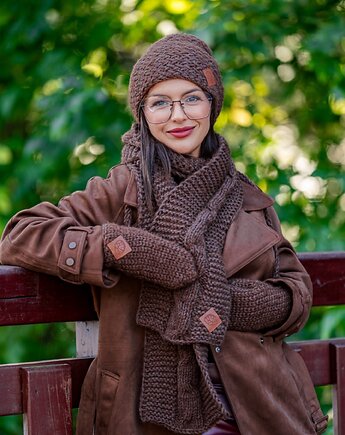 Szal MERINO Brązowy szalik, Brain Inside