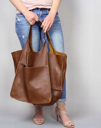 Torebka na ramię ze skóry naturalnej XXL, bagoo