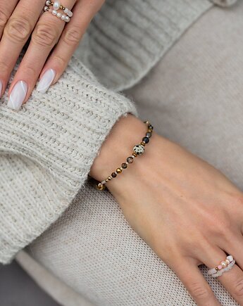 Bransoletka z Jaspisem Rodonitem i Agatem, w hand works