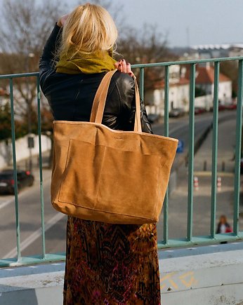 LEZAMA torba zamszowa toffi, OKAZJE - Prezent na Dzień Kobiet