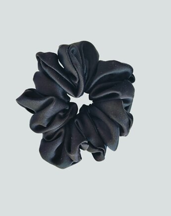 Gumka jedwabna, scrunchie, frotka czarna orchidea MAXI, Capillum