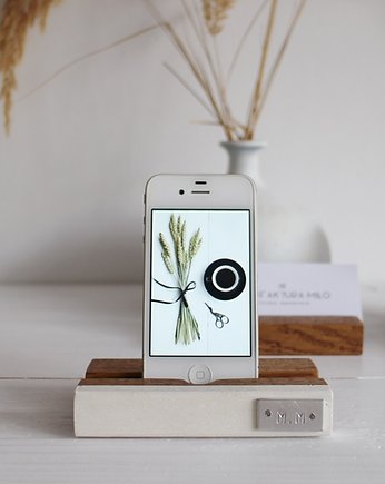 TELINE stojak na iPhone 3,4 - ciemny dąb/biały, MANUFAKTURA MILO