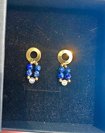 Kolczyki okragłe lapis lazuli i cytryn, NESSING handmade