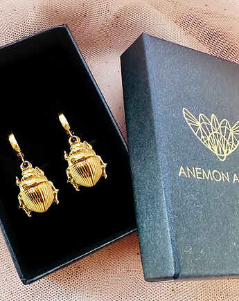 KOLCZYKI SKARABEUSZ , kolczyki skarabeusze , złote żuki, Anemon Atelier