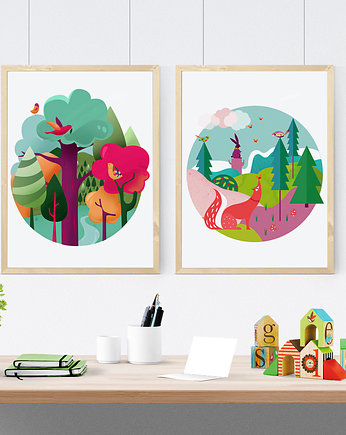Dwie ilustracje do pokoju dziecka pt , PRINTLOVE