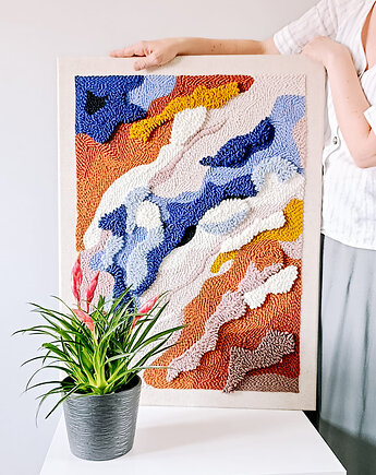 Obraz tekstylny punch needle "Meandry" NA ZAMÓWIENIE, Dwa Sploty